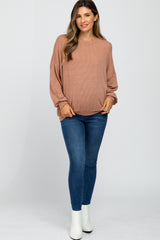 Salmon Oversized Long Sleeve Maternity Top