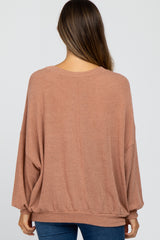 Salmon Oversized Long Sleeve Maternity Top