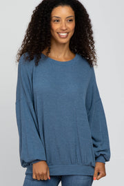 Blue Oversized Long Sleeve Top