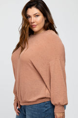 Salmon Oversized Long Sleeve Plus Top