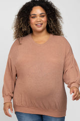 Salmon Oversized Long Sleeve Maternity Plus Top