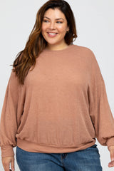 Salmon Oversized Long Sleeve Maternity Plus Top