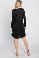 Black Ribbed Long Sleeve Dress