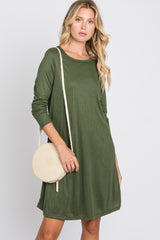 Olive Ribbed Long Sleeve Maternity Dress