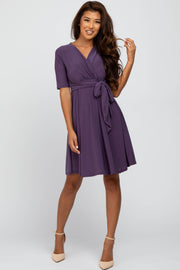 Plum Waist Tie Nursing Dress