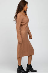 Camel Back Tie Midi Sweater Dress