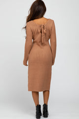 Camel Back Tie Midi Sweater Dress