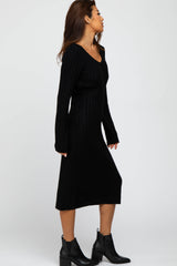 Black Back Tie Maternity Midi Dress