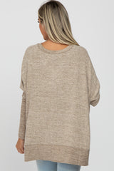 Taupe V-Neck Brushed Maternity Knit Top