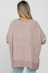 Mauve V-Neck Brushed Maternity Knit Top