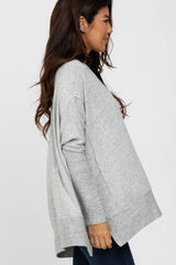 Heather Grey V-Neck Brushed Knit Top