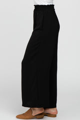 Black Ruffle Waist Wide Leg Pants