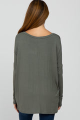 Olive V-Neck Maternity Top