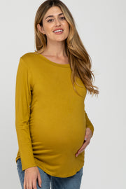 Yellow Basic Long Sleeve Maternity Top