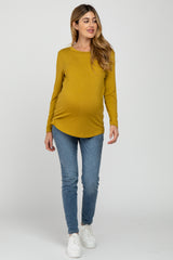 Yellow Basic Long Sleeve Maternity Top