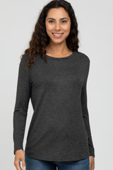 Charcoal Basic Long Sleeve Maternity Top