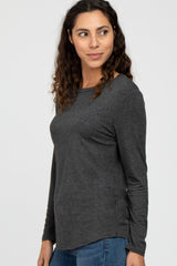 Charcoal Basic Long Sleeve Top