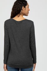 Charcoal Basic Long Sleeve Top