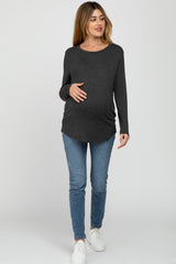 Charcoal Basic Long Sleeve Maternity Top