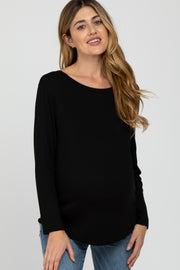 Black Basic Long Sleeve Maternity Top