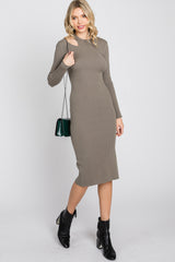 Olive Ribbed Cutout Maternity Fitted Dress