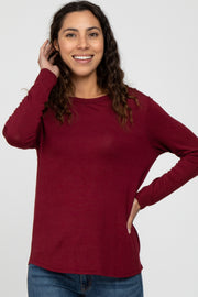 Burgundy Basic Long Sleeve Top