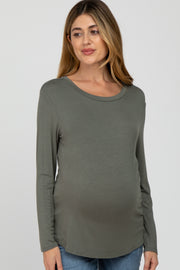 Olive Basic Long Sleeve Maternity Top