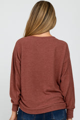 Rust Dolman Sleeve Brushed Knit Maternity Top