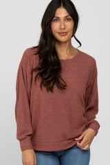 Rust Dolman Sleeve Brushed Knit Maternity Top