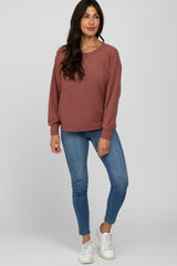 Rust Dolman Sleeve Brushed Knit Top