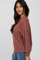 Rust Dolman Sleeve Brushed Knit Top