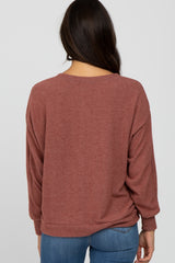 Rust Dolman Sleeve Brushed Knit Top