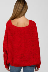 Red Soft Chunky Knit Maternity Sweater