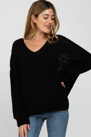 Black Soft Chunky Knit Maternity Sweater