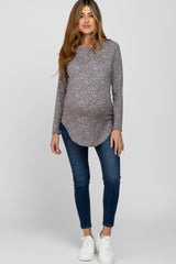 Mauve Floral Long Sleeve Maternity Top