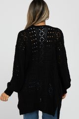 Black Pointelle Knit Cardigan