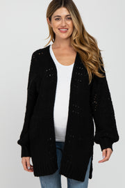 Black Pointelle Knit Maternity Cardigan