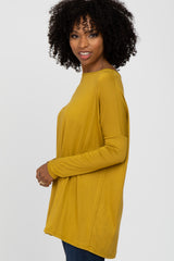 Yellow Wide Neck Long Sleeve Top