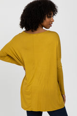 Yellow Wide Neck Long Sleeve Top