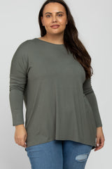 Olive Dolman Long Sleeve Plus Top