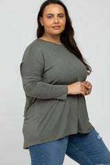 Olive Dolman Long Sleeve Plus Top