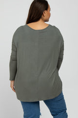 Olive Dolman Long Sleeve Plus Top