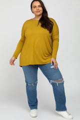 Yellow Dolman Long Sleeve Maternity Plus Top