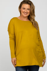 Yellow Dolman Long Sleeve Maternity Plus Top