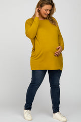 Yellow Dolman Long Sleeve Maternity Plus Top