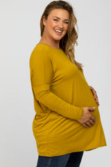 Yellow Dolman Long Sleeve Maternity Plus Top