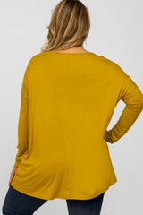 Yellow Dolman Long Sleeve Maternity Plus Top