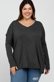 Charcoal V-Neck Plus Top