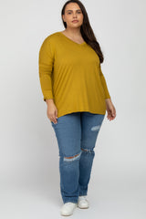 Yellow V-Neck Plus Top