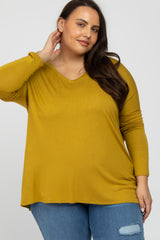 Yellow V-Neck Maternity Plus Top